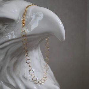 Dainty Gold Circle Hoop Chain Necklace 14”